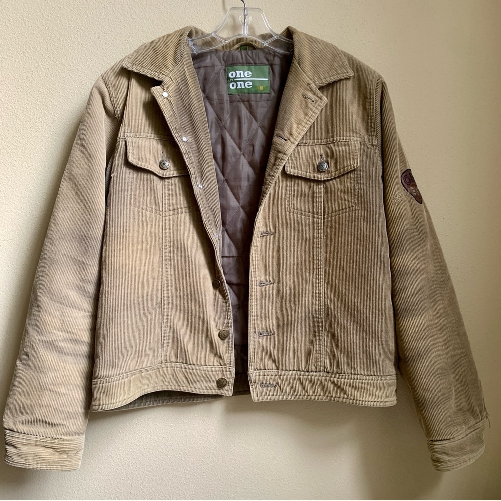 Vintage Tan Corduroy Jacket Quilted Lined One by One Adventure Size XS S